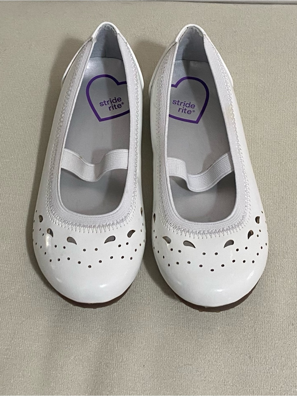 Stride Rite White Girls' Cutout Mary Jane Flats